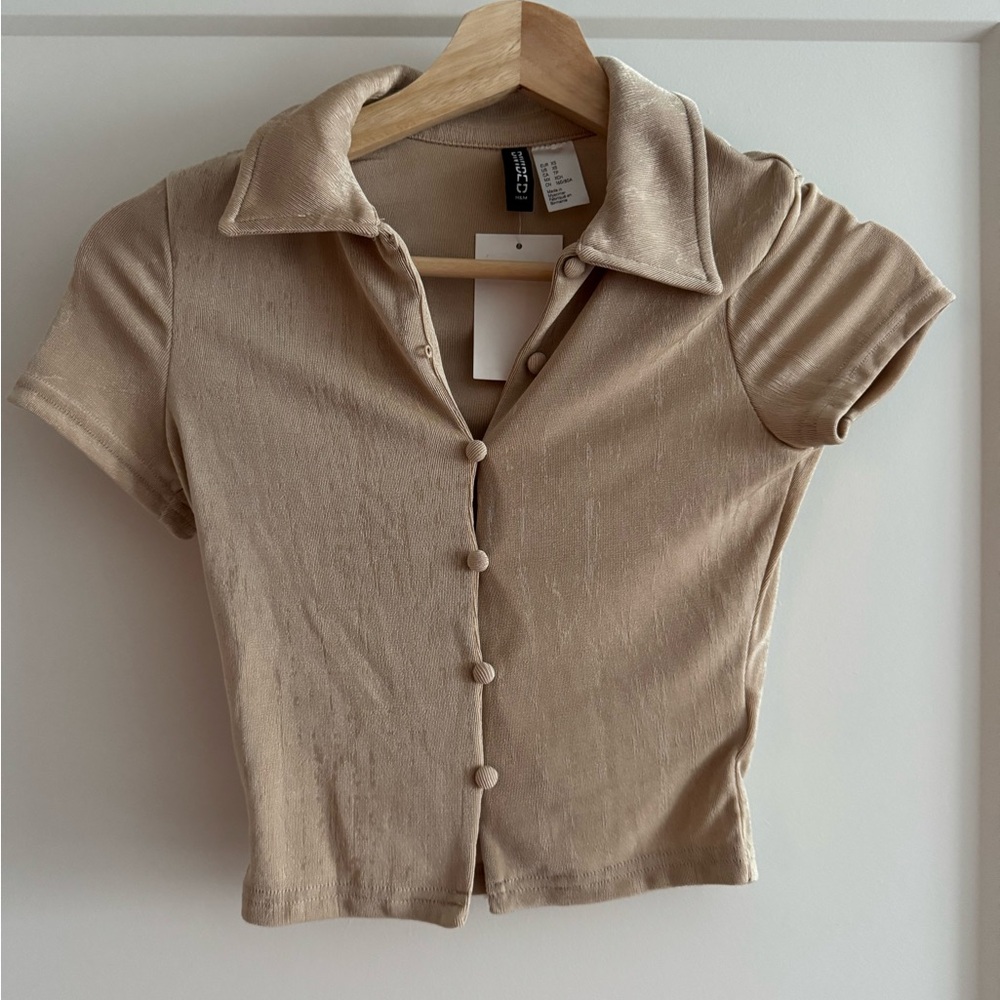 NWT H&M Beige Button-Down Women's Shirt